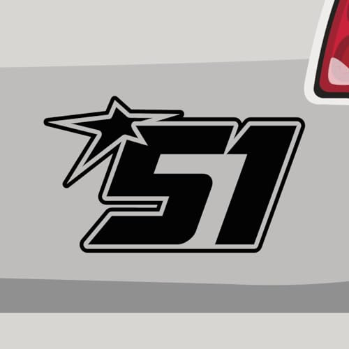 Aufkleber - Startnummer 51 Rennen Bike - Sticker, Folienaukleber für Auto, Motorrad, Fahrrad, Laptop, LKW (14x8,5cm | Schwarz)