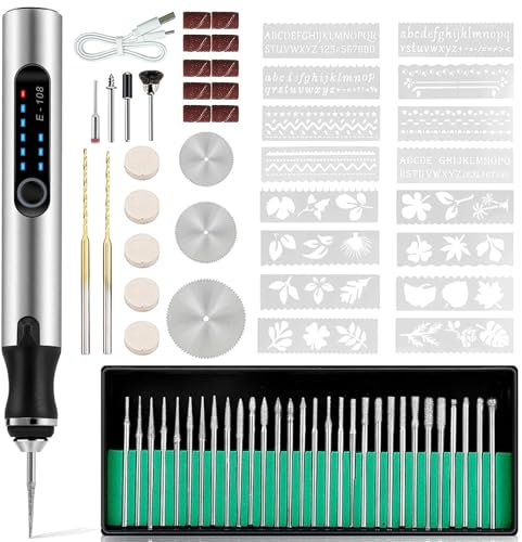 Infreecs 72PCS Electric Engraving Tool Kit, USB Cordless Rechargeable Engraving Pen, Mini Engraver Pen, Portable DIY Rotary Engraver Tool for Carving Wood Metal Stone Plastic Jewelry Glass Etching