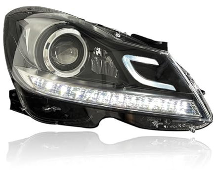 YGYGNZBV Scheinwerfer Montage Tanne für Benz W204 C C180 C200 C260l 2011-2014, LED Frontscheinwerfer mit DRL Sequentielle Blinker Autozubehör