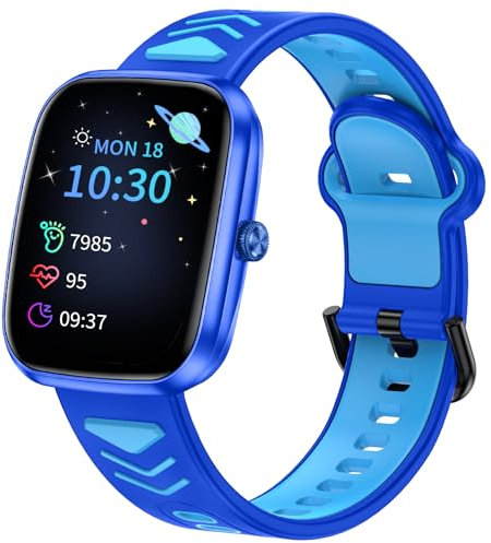 POKUJNFY Montre Connectée Enfant pour Garçons Filles Enfants 1,75 Pouces Fitness Montre Podometre 20 Modes Sportifs Calories Dormir Montre Fréquence Cardiaque Réveille Jeux avec/sans APP