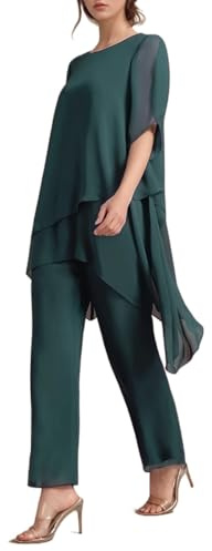 2-teiliges Abendkleid-Set aus Chiffon für die Mutter der Braut für Damen elegantes Chiffon-Hemd und hoch taillierte Hose zweiteiliges Abendkleid-Set in großer Größe