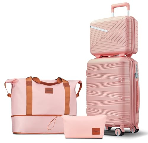 TRAVELEO Expandable Carry-On 4 Piece Luggage Set Built-in TSA Lock