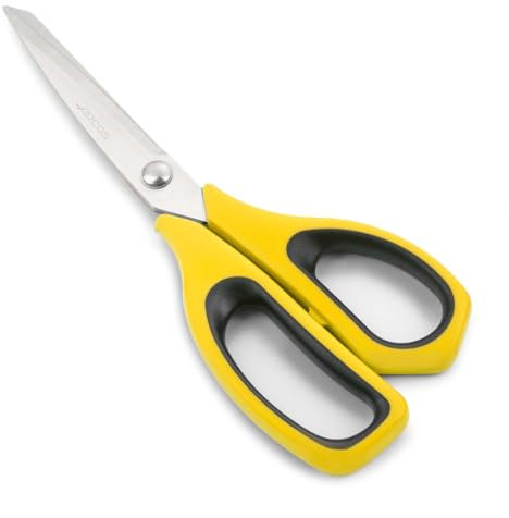 Arcos Tijeras cocina Acero Inoxidable. Tijeras cocina profesionales para cortar todo tipo alimentos. Mango polipropileno y Hoja 235 mm. Serie Prochef. Color amarillo y negro.
