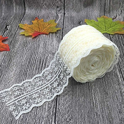 Yulakes 20 meters Vintage Spitzenbordüre 4.5cm Breite, Spitzenbordüre Spitzenborte Spitzenband ,Dekorband, Handwerk, Schleifband (Creme)