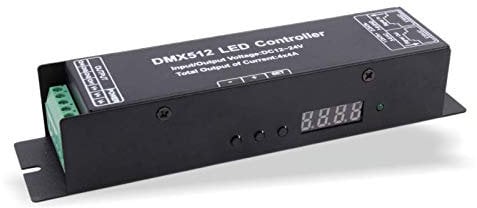 LED RGB DMX512 Decoder Controller 4x4A 16A 4 Kanal Digital PWM Dimmer fuer RGB 5050 3528 LED Strip Light DC 12V-24V