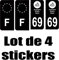 SAFIRMES 4 Sticker, Nummernschild, Schwarz, Auvergne Rhone Alpes 69