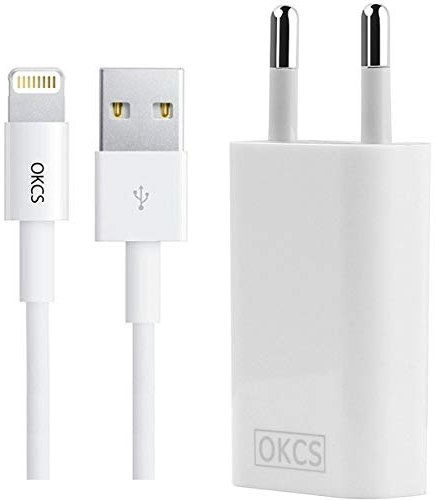 OKCS Originals Ladeset [USB Ladekabel mit Netzteil] 2 Meter [MFI Zertifiziert] kompatibel für iPhone 14,13, 12, 11, X, 9, 8, 7, 6, 5, iPad 4, Pro