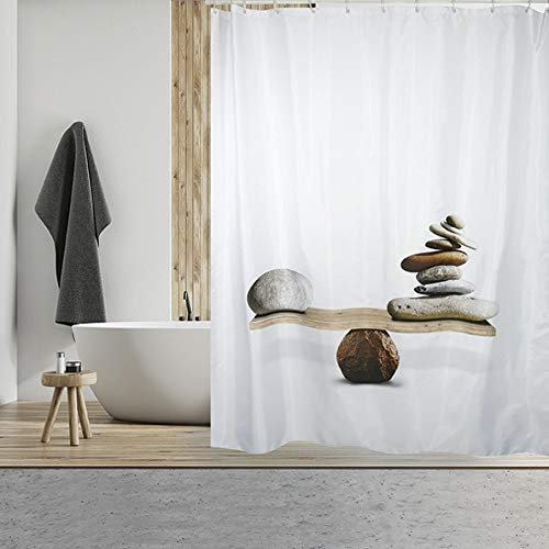 MSV MS4443 Schimmel Duschvorhang-Anti-Bakteriell, waschbar, wasserdicht, mit 12 Duschvorhangringen-Polyester, „Spirit“ 180x200cm, Multi-Colored, 180 x 200 cm