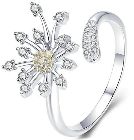 Helen de Lete 925 Sterling Silber Löwenzahn Pflanzen Öffnen Ring