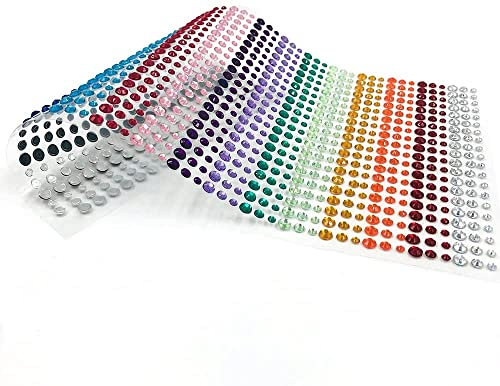 VOARGE 900 Teile Schmucksteine Glitzersteine Aufkleber, Schmucksteine Strasssteine Aufkleber Selbstklebende Juwelen, DIY Fertigkeit Karten Verschönerung Dekorationen 3mm,4mm,5mm