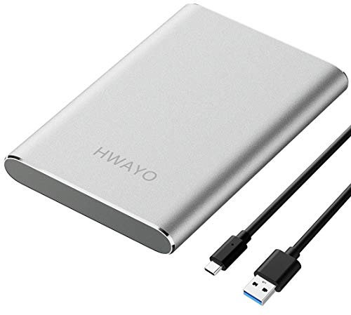 HWAYO 500GB Portable External Hard Drive, USB3.1 Gen 1 Type C Ultra Slim 2.5'' HDD Storage Compatible for PC, Desktop, Laptop, Mac, Xbox One (Silver)