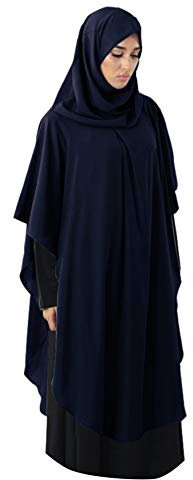 GladThink Muslim Damen Extra lang Hijab Knielänge Navy M