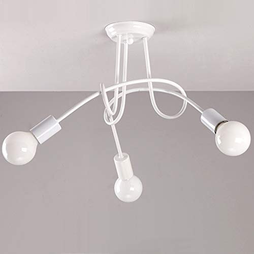 iDEGU Industrielle Deckenleuchte, Retro, aus Metall, Kronleuchter, Lampenschirm, E27, moderne Pendelleuchte, für Wohnzimmer, Schlafzimmer, Esszimmer (weiß, 3 Lampen) ohne Leuchtmittel