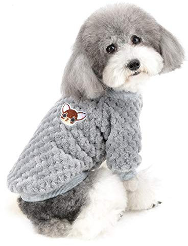 Zunea Kleiner Hundepullover Welpenpullover Mantel Winter Warm Fleece Pullover für Hunde Junge Mädchen Super Weiche Haustierkleidung Bekleidung Chihuahua Katze Outwear für kaltes Wetter Grau M