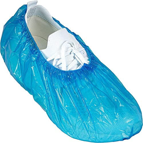 Pack 100 x Calzas Cubrezapatos Desechables Impermeables Antideslizante Cubiertas de Plástico CPE, Protector de Zapatos Desechables Extrafuerte Talla única