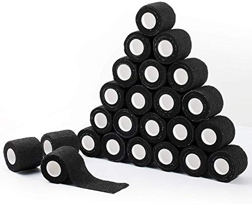 BEAUTYBIGBANG Haftbandagen 24 Rollen Bandage Selbsthaftende Verband Fingerpflaster Wundverband Fixierverband Tierverband Hand Reißen Wasserfest Elastische Binde Für Menschen Haustiere 5cm*4,5m Schwarz