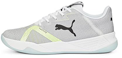 PUMA Unisex Accelerate Turbo II Hallenturnschuh, White Black-Fizzy Light-Nitro Blue, 43 EU