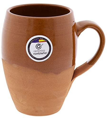 CERÁMICA RAMBLEÑA | Vaso de cerveza | Vaso jarra barro rojo - Modelo 06 | Jarras de cerveza en barro rojo | Vasos de agua | 100% hecho a mano | 500 ml