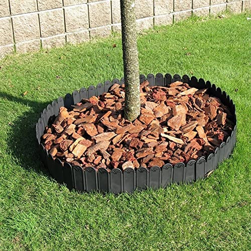 MLYY Rasenkante Beeteinfassungen Kleine Garten-Landschaftsumrandung ohne Graben – schwarz, 3 m Lange Kunststoff-Baum-Blumen-Pflanzen-Grenze, gebogen/gerade