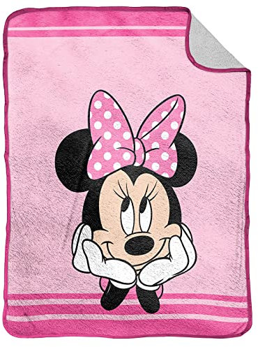 Jay Franco Disney Minnie Mouse Alles rund um den Bogen 130 x 150cm Flauschige Sherpa Fleece-Wurfdecke