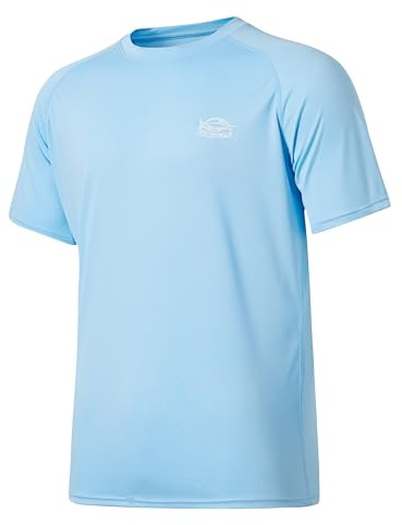 Willit Men's Rashguard Swim Shirt Short Sleeve UPF 50+ Sun Protection SPF Quick Dry Water Shirt Blue L