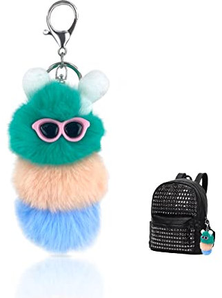 Andiker Raupe Plüsch Schlüsselanhänger, niedliche Pom Pom Schlüsselanhänger für Frauen und Kinder, Mini Weich Flauschig Schlüsselanhänger Tasche Anhänger