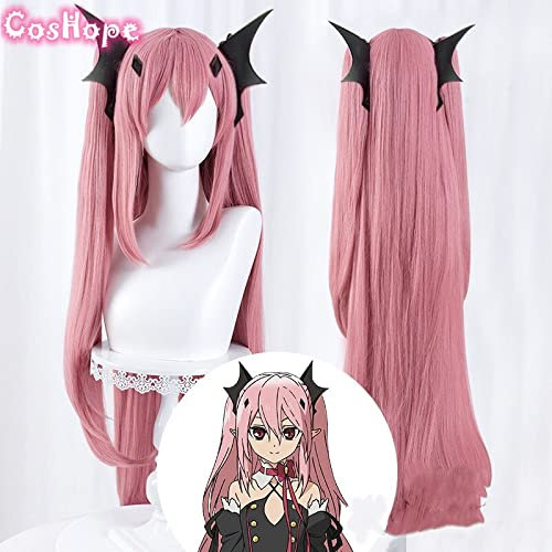 Wig Anime Cosplay Krul Tepes Cosplay Seraph of The End Cosplay Women Long 90cm Pink Wig Cosplay Anime Cosplay Wigs Heat Resistant Synthetic Wigs