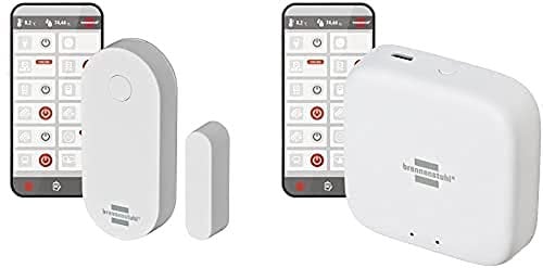 Brennenstuhl Connect Zigbee Tür- und Fensterkontakt TFK CZ 01 (Smarter Tür- Fenstersensor, Benachrichtigung aufs Handy, Smart Home, Home Security, kostenlose App) & Zigbee Gateway GWY CZ 01