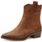 MARCO TOZZI Damen Stiefeletten mit Absatz aus Kunstleder Cowboy, Braun (Cognac), 36