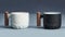 BlogBlog Ceramic Espresso Coffee Mug with Wooden Handle, 3 oz, Microwave Safe, Porcelain, 5.3 x 4.7 cm, Hand Wash, Black and White