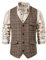 MakingDa Herren Karierte Weste, formell, ärmellos, V-Ausschnitt, kariert, Tweed, Business-Weste, Freizeitkleid, Anzugweste mit Tasche, coffee, M