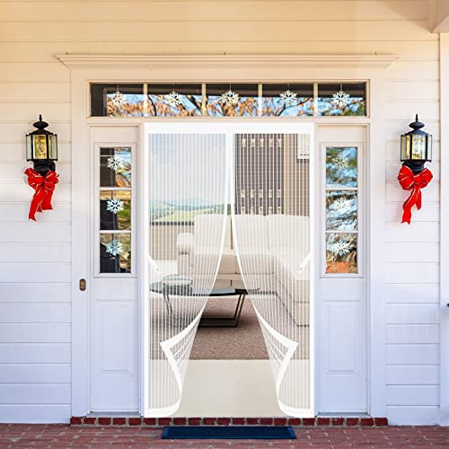 Tenda Zanzariera Magnetica 60 x 240 cm Tenda Magnetica Zanzariera Porta Facile da installare Nessun Attrezzo Richiesto per Porta Soggiorno Porta del ingresso, Bianco