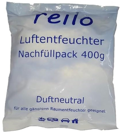 reilo 72x 400g Luftentfeuchter Granulat (Calciumchlorid), Raumluftentfeuchter im Vliesbeutel, Nachfüllpacks für Entfeuchterboxen 400 bis 1200g, Lufttrockner für Wohnräume, Schlafzimmer, Keller