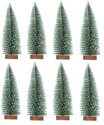 Mini Grün Tannenbaum,8 Stück Künstlicher Weihnachtsbaum Miniatur,Mini Weihnachts Baum,Weihnachtsbaum Schnee Klein mit Holzsockel,10cm,Mini Christbaum Tree für Weihnachtsdeko/Tischdeko/DIY/Schaufenster