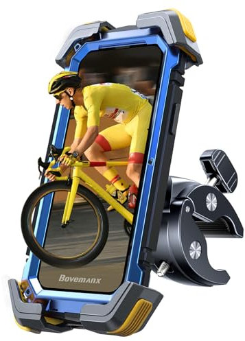 Bovemanx Support Téléphone Vélo [Installation en 5s], Support Téléphone Moto, Support pour Guidon avec Rotation à 360° pour iPhone 15/14/13/12/11 Pro, Samsung,Smartphones de 10 à 18 cm