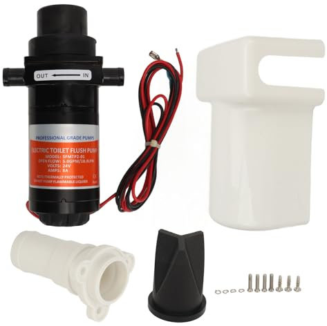 Marine Electric Toilet Macerator Sub Assembly Kit, Yacht Toilet Electric Waste Pump Effective Sealed Self Priming Toilet Sewage Pump for Boat (24V 8A (Maximum Flow: 5.5 GPM/18.9