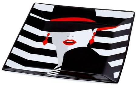 Hervit Piatto Svuotatasche Quadrato in Porcellana Linea Fashion - 20x20cm (Lara)
