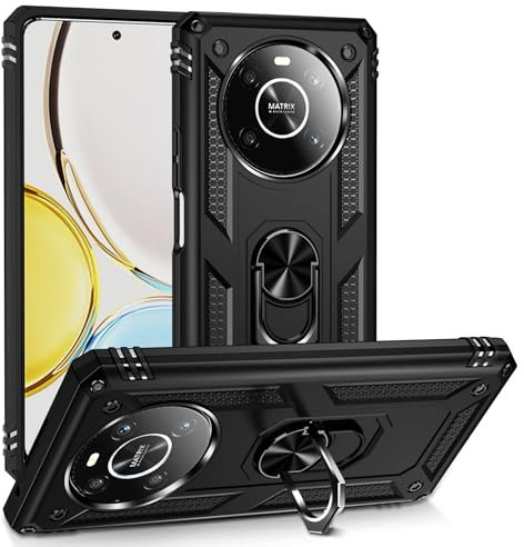 BestST Hülle für Huawei Honor X9 4G/5G + schutzfolie,Handyhülle Honor X9 4G/5G Cover,Armor Stoßfest TPU PC Schutzhülle Ringhalter Handytasche Case für Honor X9 4G/5G Handy Hüllen,Schwarz