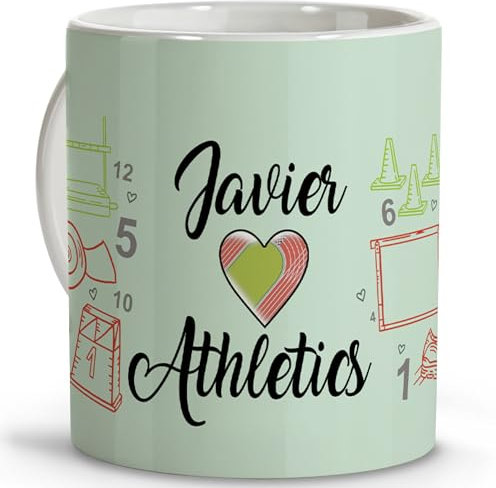 LolaPix Taza atletismo. Regalos atleta. Regalos para deportistas. Tazas originales para regalar. Tazas personalizadas. Taza cerámica 330 ml. Atletismo