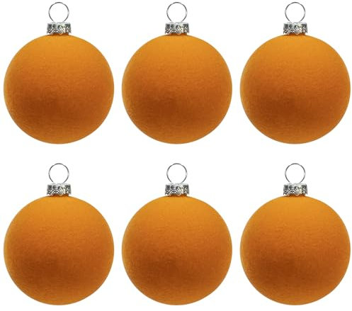 KI Store Ginger Velvet Ball Ornaments 6pcs 6cm for Party Christmas Tree Baby Shower First Christmas Decorations