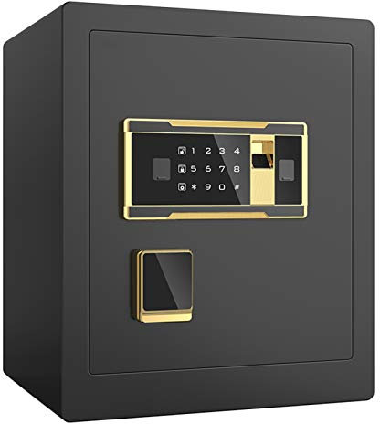 LFYZYF Sicherheitssafe mit Induktionslicht, Digital- und Fingerabdruckschloss mit Schlüsselschloss, Heimtresore aus Stahl zur Aufbewahrung von Schmuck, Bargeld und Wertsachen