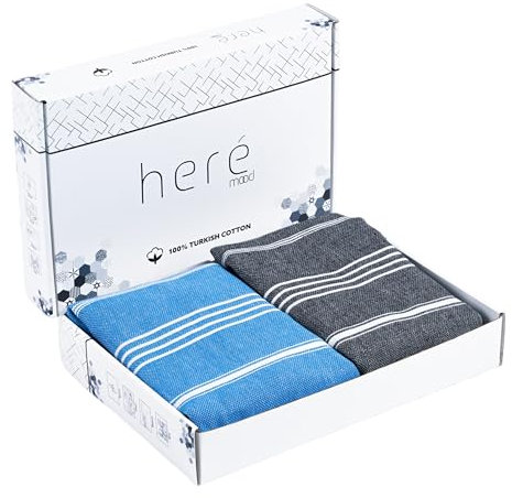Heré Mood Strandtuch Hamamtuch Saunahandtuch Set - 1er & 2er Pack 100% Baumwolle - Hochwertiges Badetuch und Duschtuch - Picknickdecke, Extra Leicht