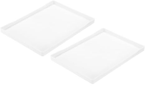 QUARKZMAN 2 Stück Badezimmer Deko Tablett Weiß Dekotablett 6 x 9 Kunststoff Rechteckige Badezimmer Deko Dekoratives Ottoman Tablett für Frühstück Küche Badezimmer