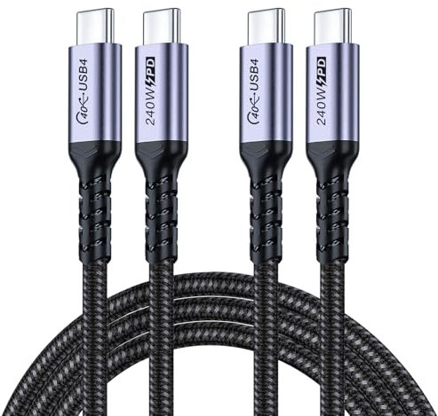 SUMPK 2m USB 4 Cable Pack, 240W USB C to USB C, High Speed 40Gbps Data, 8K 60Hz, 5K 60Hz, 4K 144Hz Monitor Display PD Cable, Compatible for Thunderbolt 4/3, iPhone 15Pro/15ProMax, Monitor