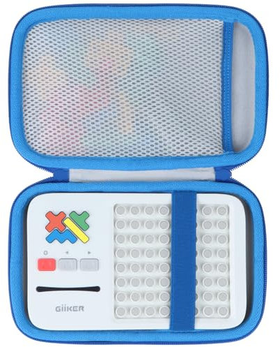 Lebakort Hart Tasche Hülle Etui für GiiKER Super Blocks Muster-Matching-Puzzlespiele (Weißer + Blauer Reißverschluss)