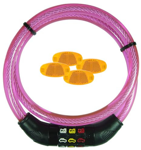 Symbol-Kabelschloss pink + 4 Speichenreflektoren