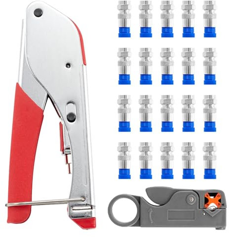 GOEDCH Juego de Crimpadora Coaxial: Kit de Crimpadora De Cable Coaxial con Herramienta De Conector De Crimpado y Cortador De Cable Coaxial, Herramientas De Crimpado De Compresión Tipo F para Cable