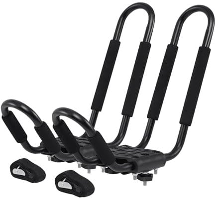 H-YEEU 2 stück Universal Auto Kajakhalter Bootsträger Auto Dach Bootshalterung Dachträger Kajak Stütze Universal J bar Dachträger Halter für Kajak und Skibrett