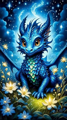 ARTGOTO Diamond Painting Eckige Steine Groß XXL Bilder Erwachsene,40x70cm Drache A,5D Diamant Painting Set Viereckige Quadratische Steine mit Zubehör Für Wohnzimmer Dekoration