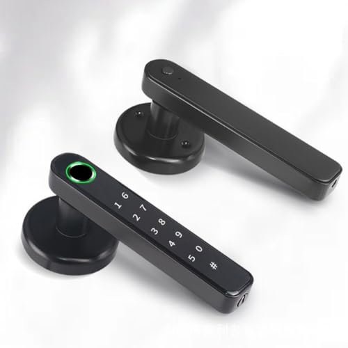 Manija electrónica para perilla de puerta inteligente, cerradura de puerta digital biométrica con huella dactilar y teclado